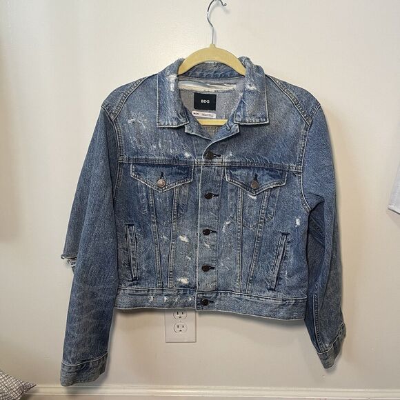 BDG Urban Outfitters Jean Jacket Distressed Cropped Grunge 90’s Women’s Medium - Picture 1 of 11